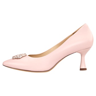 【官方奥莱】灵梅陈高光鞋粉色高跟鞋女鞋春款花朵中式旗袍鞋单鞋