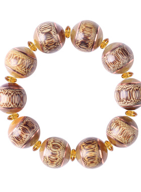 天然龙血金丝竹镶嵌羊角男女手串