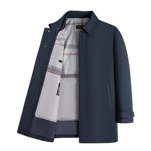 [纯绵羊毛/防泼水]梦特娇男中长款棉衣夹克秋季翻领商务外套抗皱J