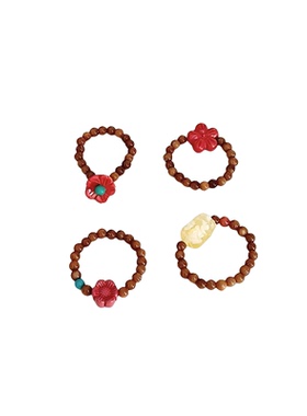 文玩复古蜜蜡朱砂开口戒指新中式