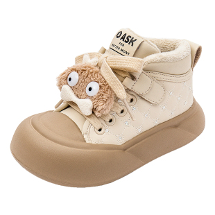 ASK junior儿童加绒冬季高帮板鞋2025新款保暖女童二棉鞋男童棉靴