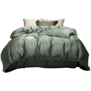 特价进口100支双面天丝四件套夏季纯色简约冰丝被套床单裸睡床品