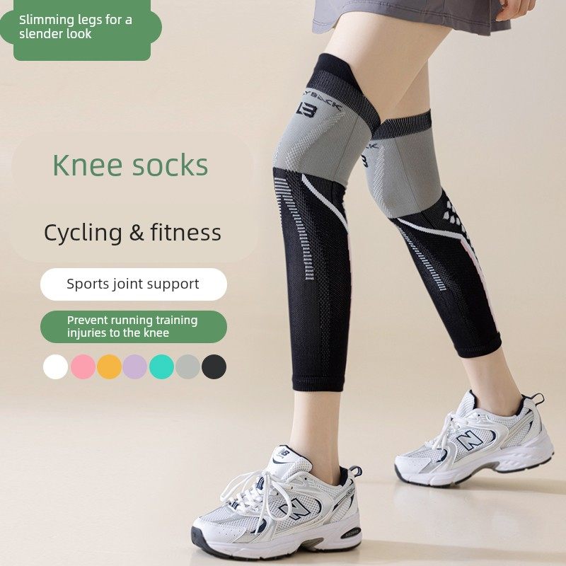 压力袜专业运动强力瘦腿护膝夏天薄款跑步过膝骑行强压健身防滑袜