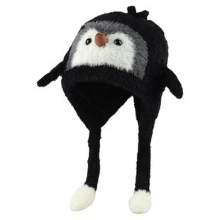 亲子款可爱卡通企鹅毛绒帽子女秋冬季保暖护耳帽显脸小防寒雷锋帽