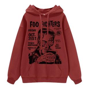 FOO FIGHTERS喷火战机摇滚乐队数码直喷纯棉复古街头宽松连帽卫衣