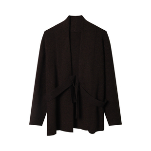 DianThia华绒气质系带针织开衫女慵懒风高级感加厚毛衣中长款外套