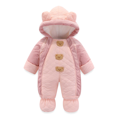 婴儿连体加厚哈衣新生儿外出抱衣