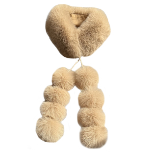 韩版狐狸毛围巾女冬季保暖气质百搭仿皮草护颈毛领毛球毛绒围脖