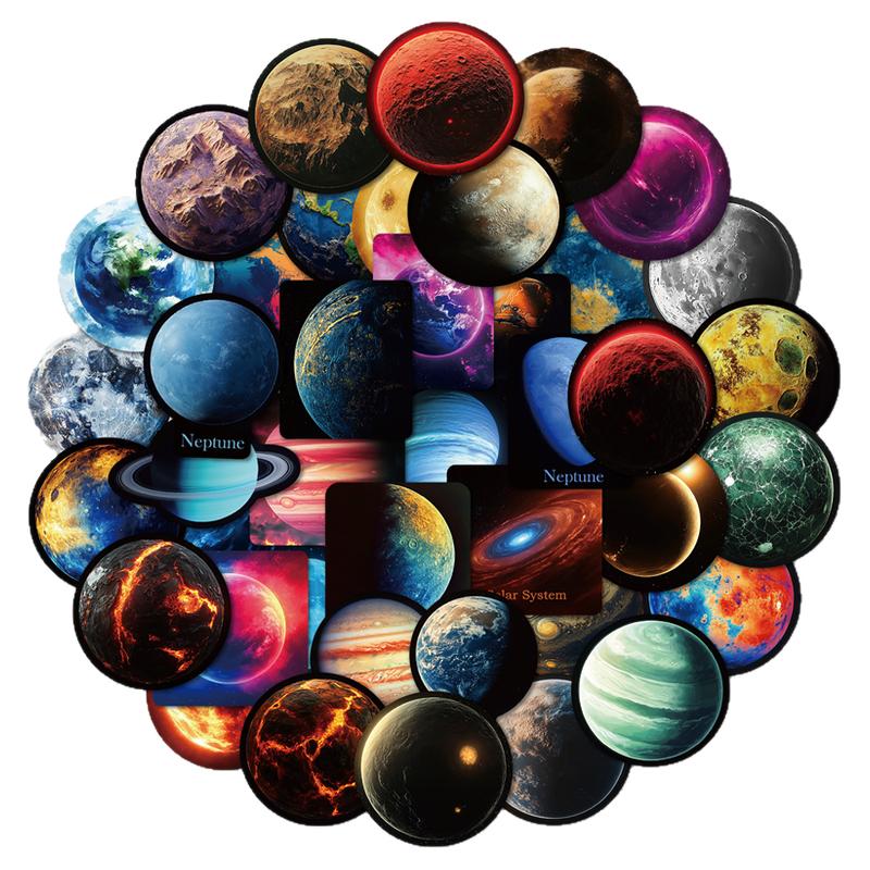 50张暗黑系宇宙星球八大行星贴纸