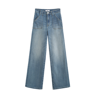 DD「BohoChic」波嬉风复古小众设计直筒牛仔裤女弹力窄版阔腿裤