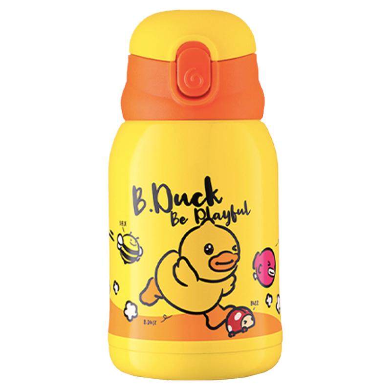 Bduck小黄鸭儿童保温杯带吸管杯face不锈钢喝水杯幼儿园宝宝水壶