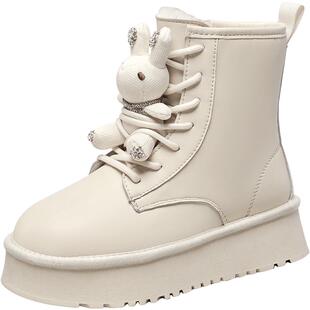 意尔康女鞋冬季加绒保暖棉鞋厚底短筒可爱雪地靴户外休闲短靴女士