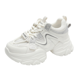 达芙妮厚底老爹鞋女2026新款春夏季白色增高运动鞋小白鞋通勤女鞋