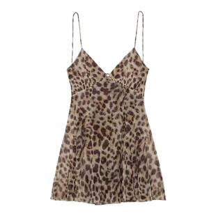 ZA外贸出口女装美式辣妹豹纹印花双层绢网短连衣裙5039132 115