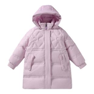 女童羽绒服2025年新款中长款冬季潮流加厚连帽洋气女孩儿童外套女