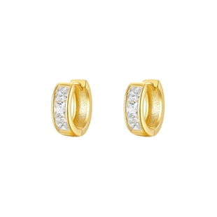 周六福耳钉女几何耳饰S925银黄金色高级感轻奢小众新年礼物