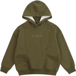 Cunyi纯一良品童装男童卫衣秋冬新款中大童假两件领加绒连帽上衣