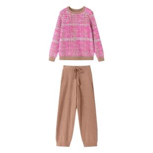 AlmondRocks仿貂毛绒绒毛衣家居服上衣内搭女粉色秋冬保暖可外穿