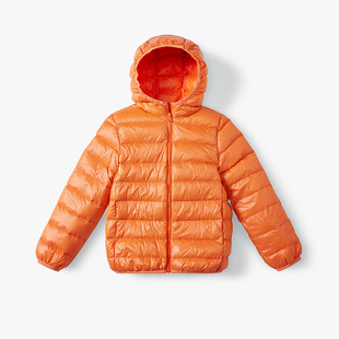 淘气贝贝男童轻薄羽绒服冬季女童冬装洋气儿童白鸭绒连帽外套超薄