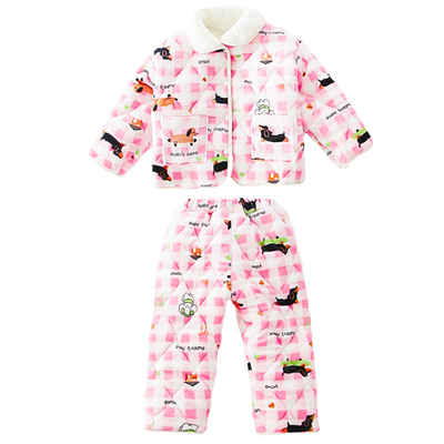 女童珊瑚绒三层加厚款家居服套装