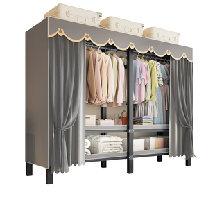 免安装衣柜简易折叠布衣柜租房用卧室大容量收纳加粗加厚全钢架