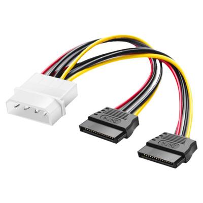 sata硬盘电源线大4pin转15pin一分二转接线台式电脑ide光驱延长线