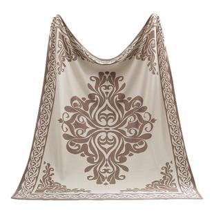 内蒙古塞上驼纯羊绒盖毯披毯北欧风羊毛毯空调毯简约现代植物花卉