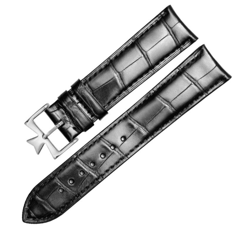 十瑞超薄弧形双面美洲鳄鱼皮适用江诗丹顿传承系列传袭伍陆表带男