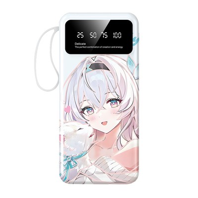 【3C认证】流萤充电宝20000毫安10000移动电源快充自带线来图定制