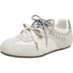 百思图2026春季新款复古内增高德训鞋跑步鞋运动休闲女鞋WX701AM6