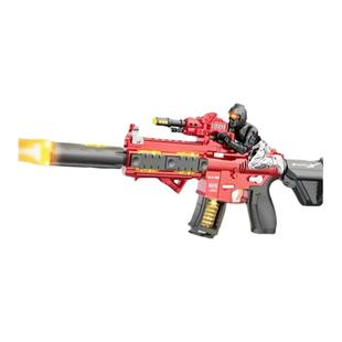 儿童玩具枪投影彩屏喷雾声光枪冒火冲锋枪奥特枪震动伸缩灯光音效