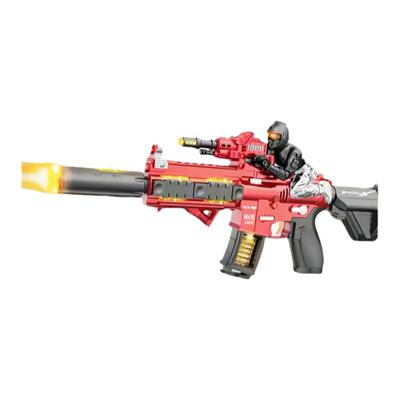 儿童玩具枪投影彩屏喷雾声光枪冒火冲锋枪奥特枪震动伸缩灯光音效