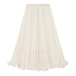 百家好杏色网纱半身裙女春季新款荷叶边a字裙中长款法式蛋糕纱裙