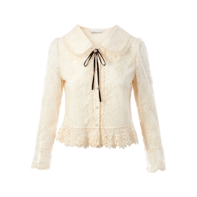 莱茵福莱尔2025新款复古蕾丝衬衫