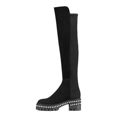 SW秋冬厚底珍珠过膝靴瘦瘦靴