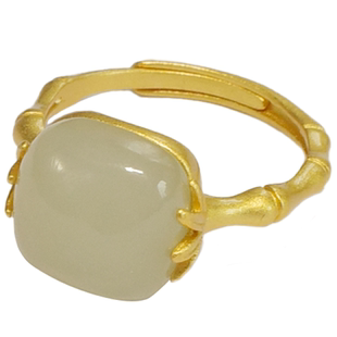 天然和田白玉戒指原创手作中式青海羊脂玉母亲节礼物简约百搭指环