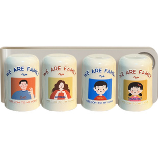 亲子刷牙杯子漱口杯套装儿童家用家庭一家三口四口牙刷牙膏置物架