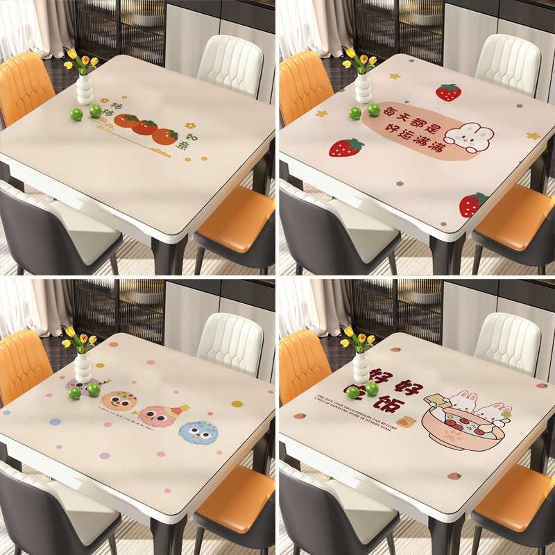 正方形桌布免洗卡通双面革防油pvc防水烫防保护方桌垫桌面垫桌面