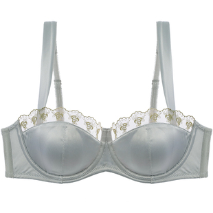 宝诗嫣法式缎面内衣女性感薄款大胸显小文胸套装2025新款爆款胸罩