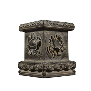 仿古石雕天然青石民俗怀旧手工雕刻四神兽柱墩石墩茶壶底座摆设