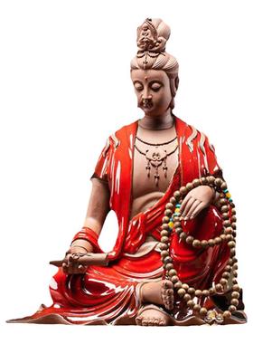 紫砂禅意观音菩萨佛像家居摆件