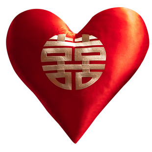 刺绣结婚抱枕中式客厅沙发靠垫婚房婚庆喜字靠枕红色喜庆枕套一对