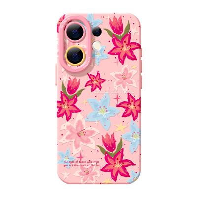适用vivos50手机壳女款s30pro保护套vivo s16e全包18防摔s15/s12高级s18硅胶软s17外壳百合19好看鲜花新款s20