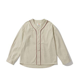 GcBrand AW24 复古主题元素 男女款 无领设计 基础水洗棒球衫衬衫