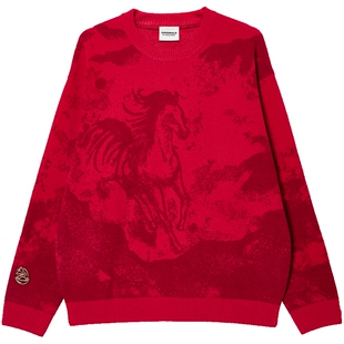 【水墨毛衣】杰克琼斯男装刺绣本命年针织衫马年礼物舒适宽松