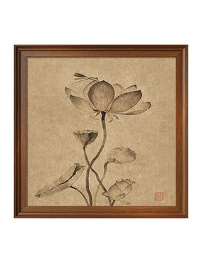 【新中式风】禅意荷花茶室挂画