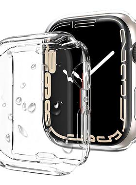 适用iwatch9壳膜一体透明软壳appleWatchS8苹果手表S9保护套ultra2表带s7表壳5一体9代s6全包iphone保护膜SE2