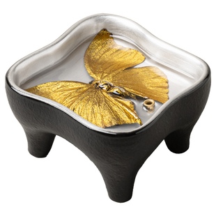 烛也轻奢蝴蝶标本鎏银线香托陶瓷香插香座新中式禅意琥珀不落灰