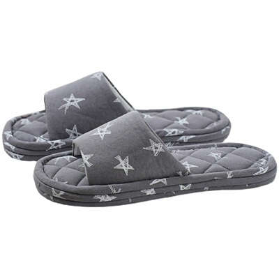 纯棉布艺加厚三层静音拖鞋