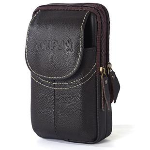 牛皮手机包跨腰穿皮带男手机袋中老年多功能手机套零钱包腰包